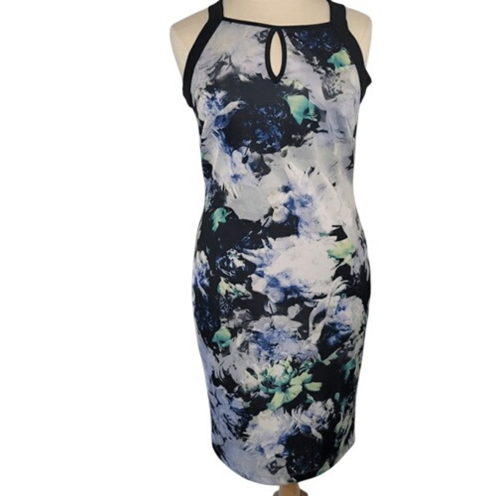 Ashley Stewart Black Floral Sleeveless Dress